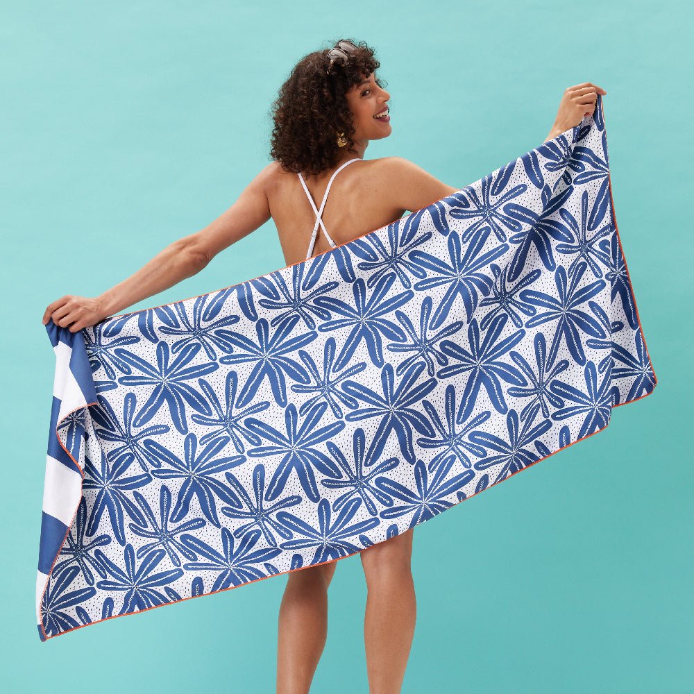 Reversible Eco Beach Towel | Geo Starfish Design Beach Towel - rockflowerpaper