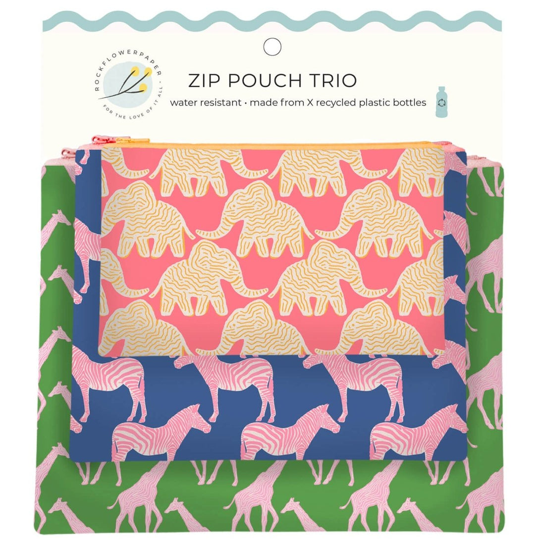 Safari Pop Zip Pouch Trio (set 3) Zip Pouch Trio - Rockflowerpaper