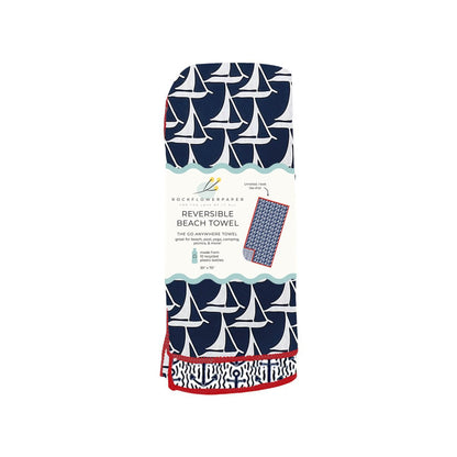 Sailboats Reversible Eco Beach Towel Beach Towel - Rockflowerpaper