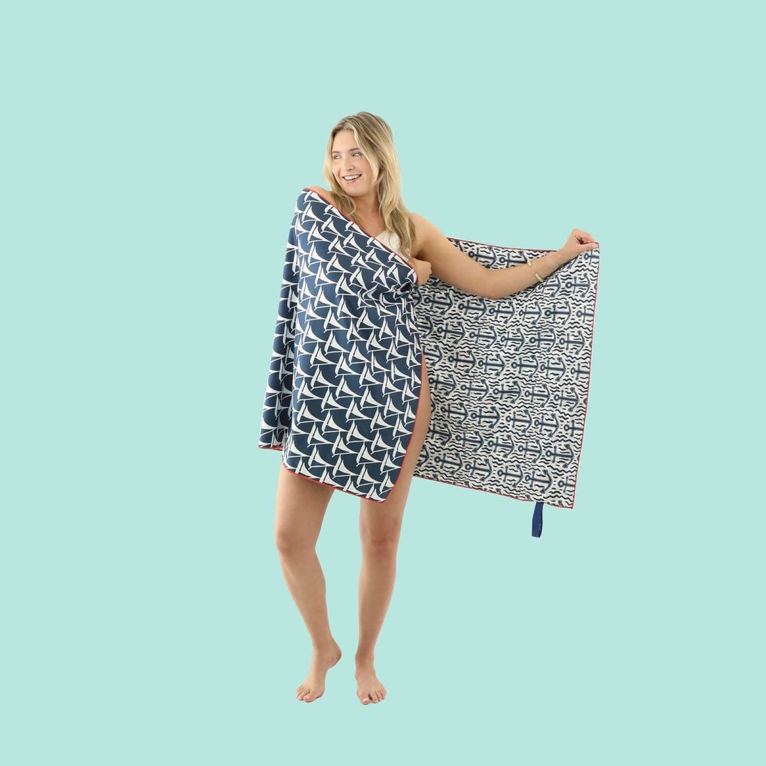 Sailboats Reversible Eco Beach Towel Beach Towel - Rockflowerpaper