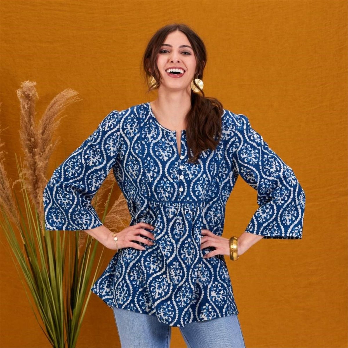 Sara Indigo Bohemian Tunic Tunic - rockflowerpaper