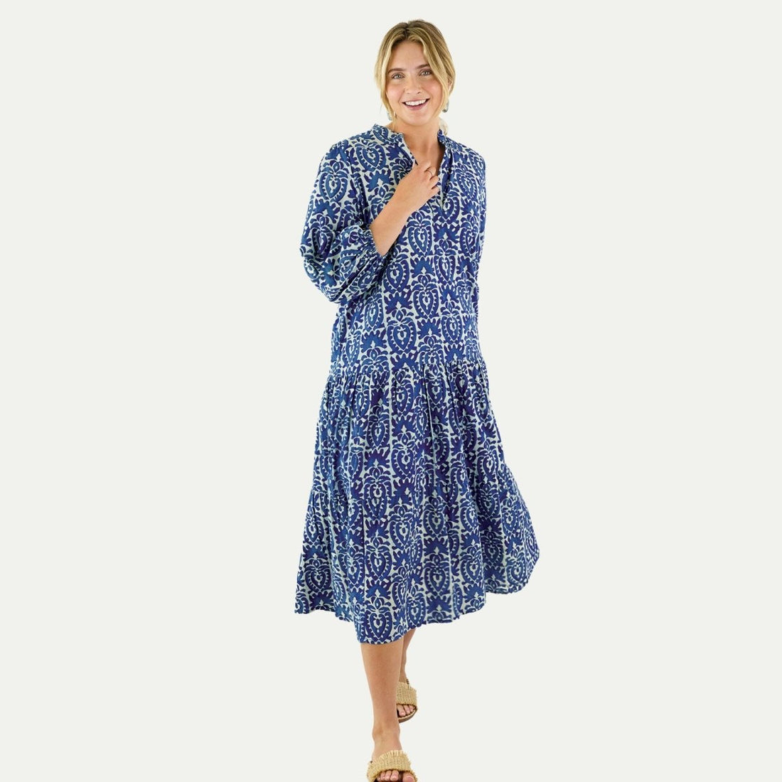 Sara Indigo Drop Waist Maxi Dress Dress - rockflowerpaper
