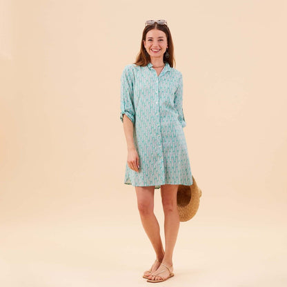 Sardina Ocean Button Down Beach Tunic Swim Cover Up - rockflowerpaper