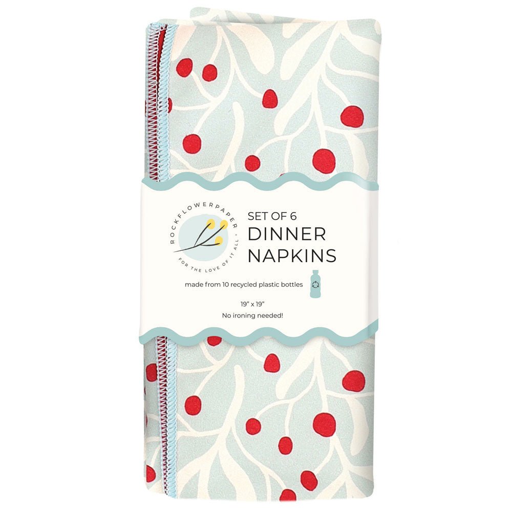 Scarlet Mistletoe Eco Dinner Napkins (Set of 6) Dinner Napkin - Rockflowerpaper