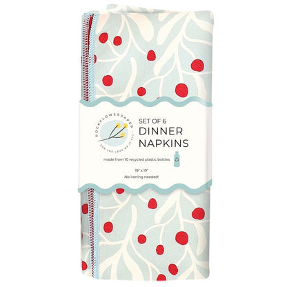 Scarlet Mistletoe Eco Dinner Napkins (Set of 6) Dinner Napkin - Rockflowerpaper