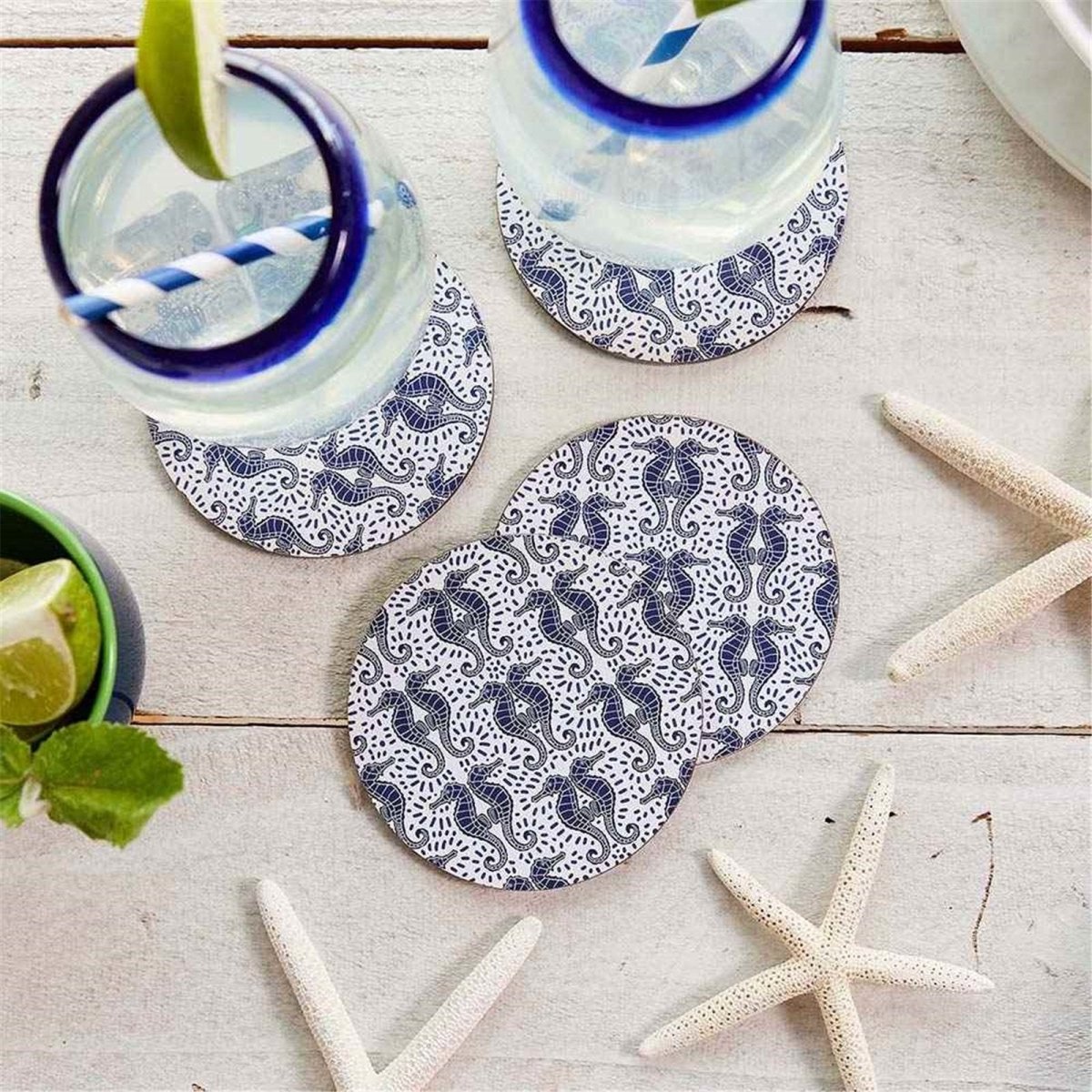 Sea Horses Round Coaster - Set of 4 Coaster - rockflowerpaper