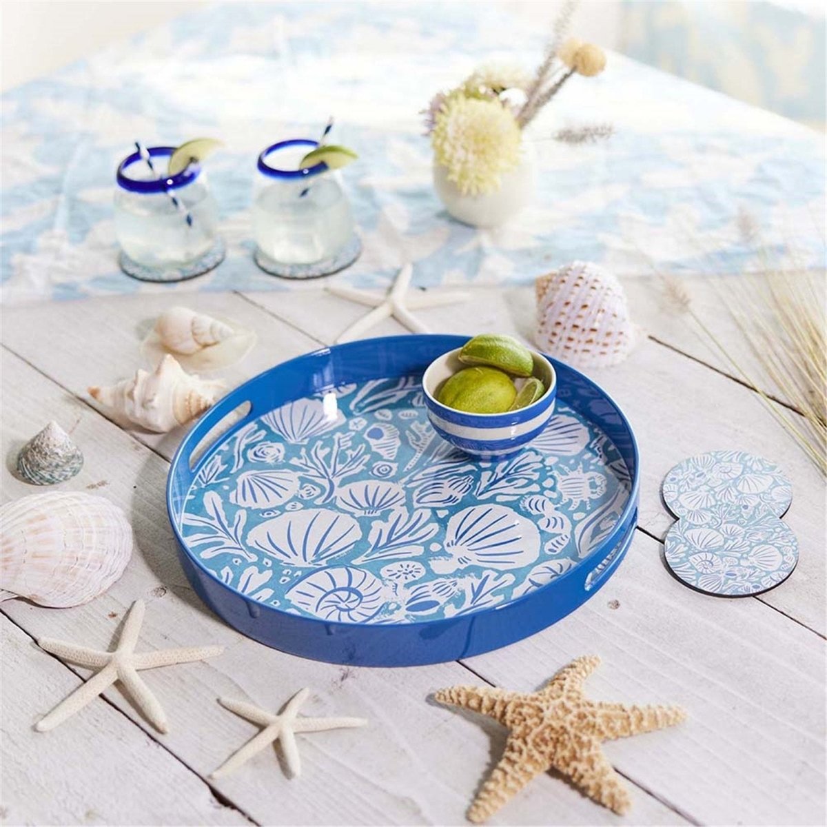 Sea Life 15 Inch Round Tray Tray - rockflowerpaper