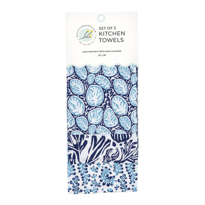 Sea Life Cotton Kitchen Towels (Set of 3) Cotton Kitchen Towel - rockflowerpaper