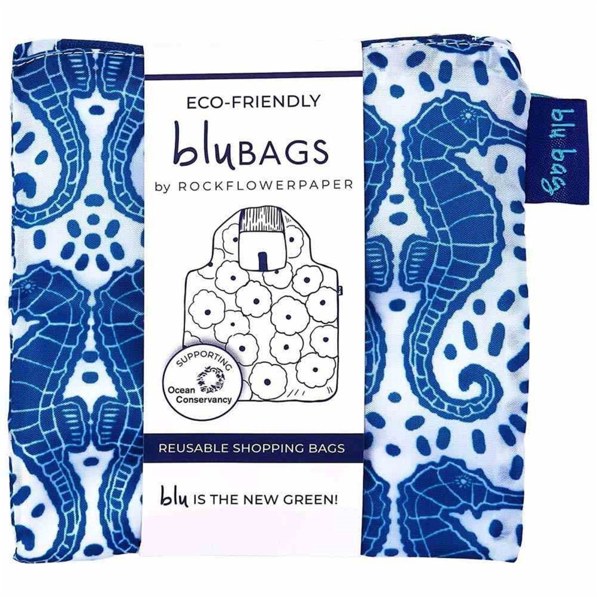 Seahorses blu Reusable Shopping Bag - Machine washable Reusable Shopping Bag - rockflowerpaper