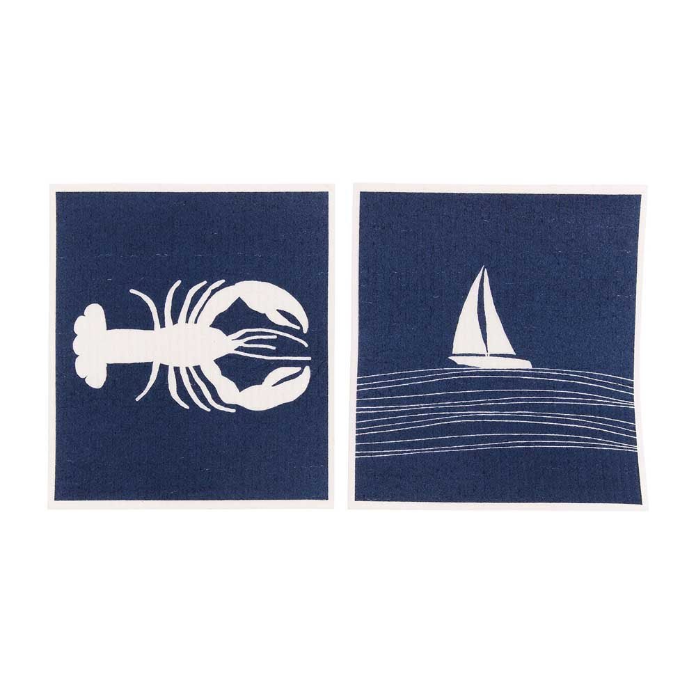 Seaside Eco - Friendly blu Sponge Cloth - Set of 2 Eco Cloth - rockflowerpaper