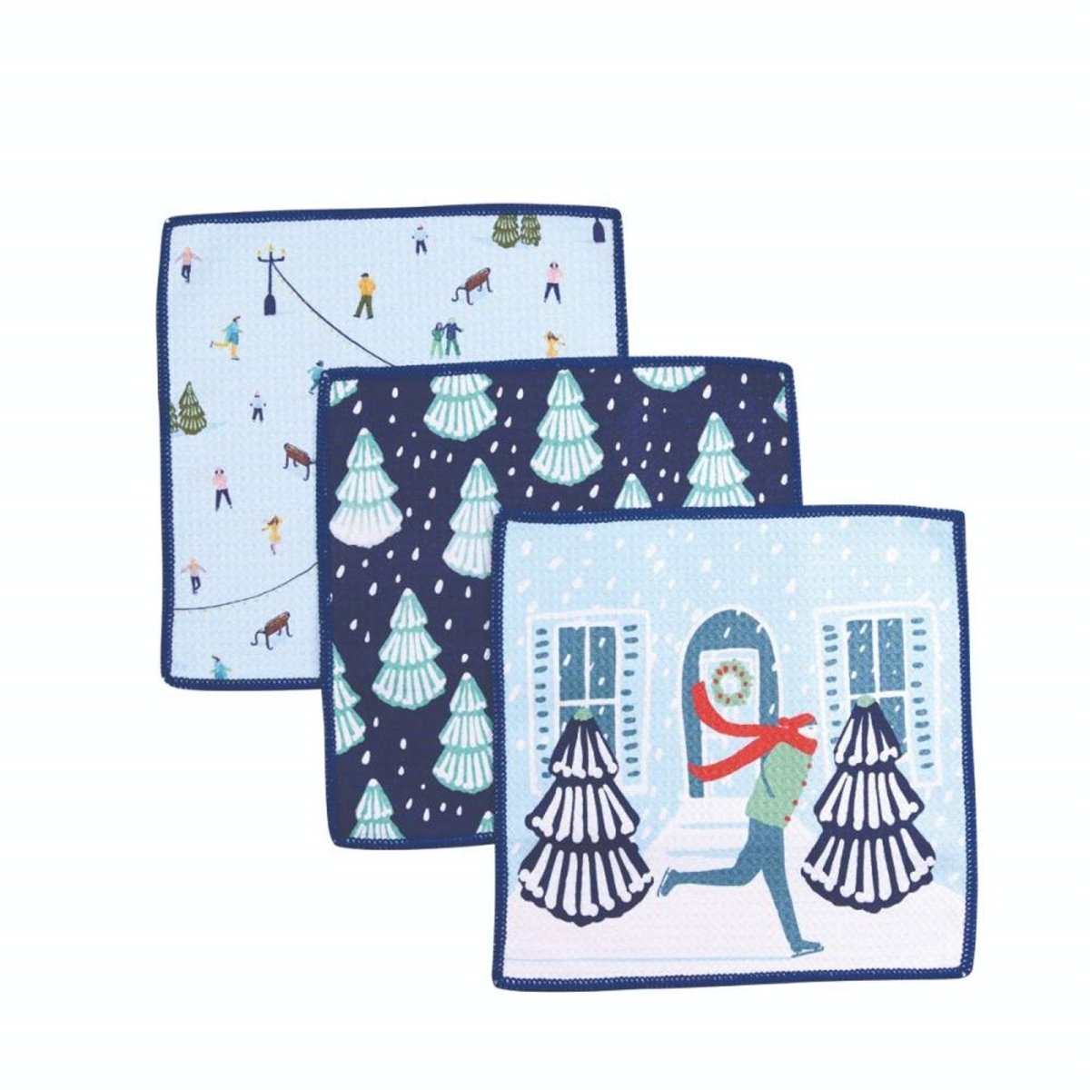 Skater blu Dish Cloth Set of 3 Reusable Dish Cloth - rockflowerpaper