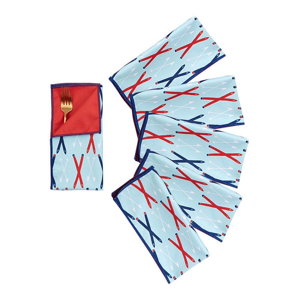 Ski Time Blue Dinner Napkin Set Of 6 Rockflowerpaper Ski time blue dinner napkin set of 6 rockflowerpaper