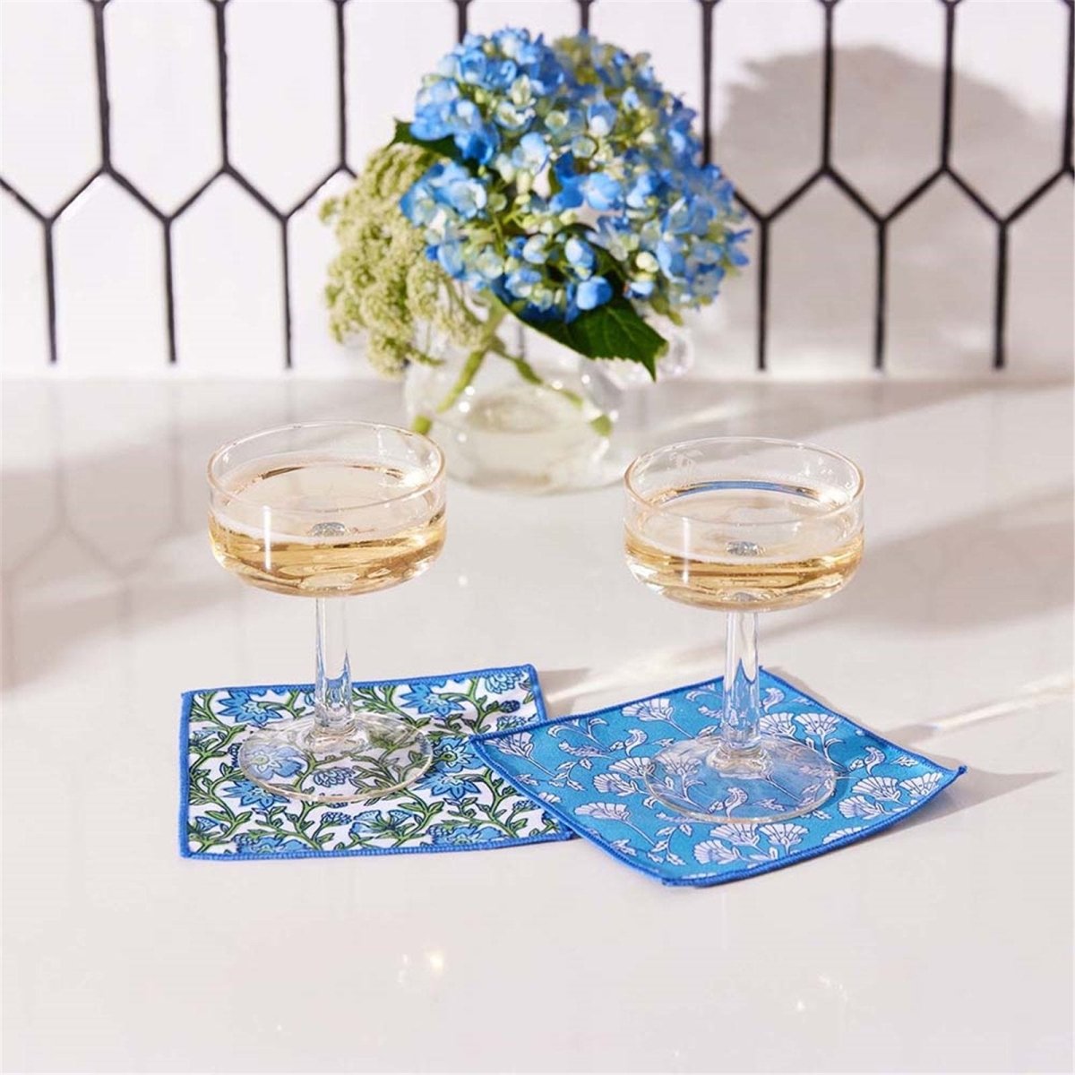 Sloane blu Kitchen Reusable Cocktail Napkins Set of 8 Reusable Cocktail Napkin - rockflowerpaper