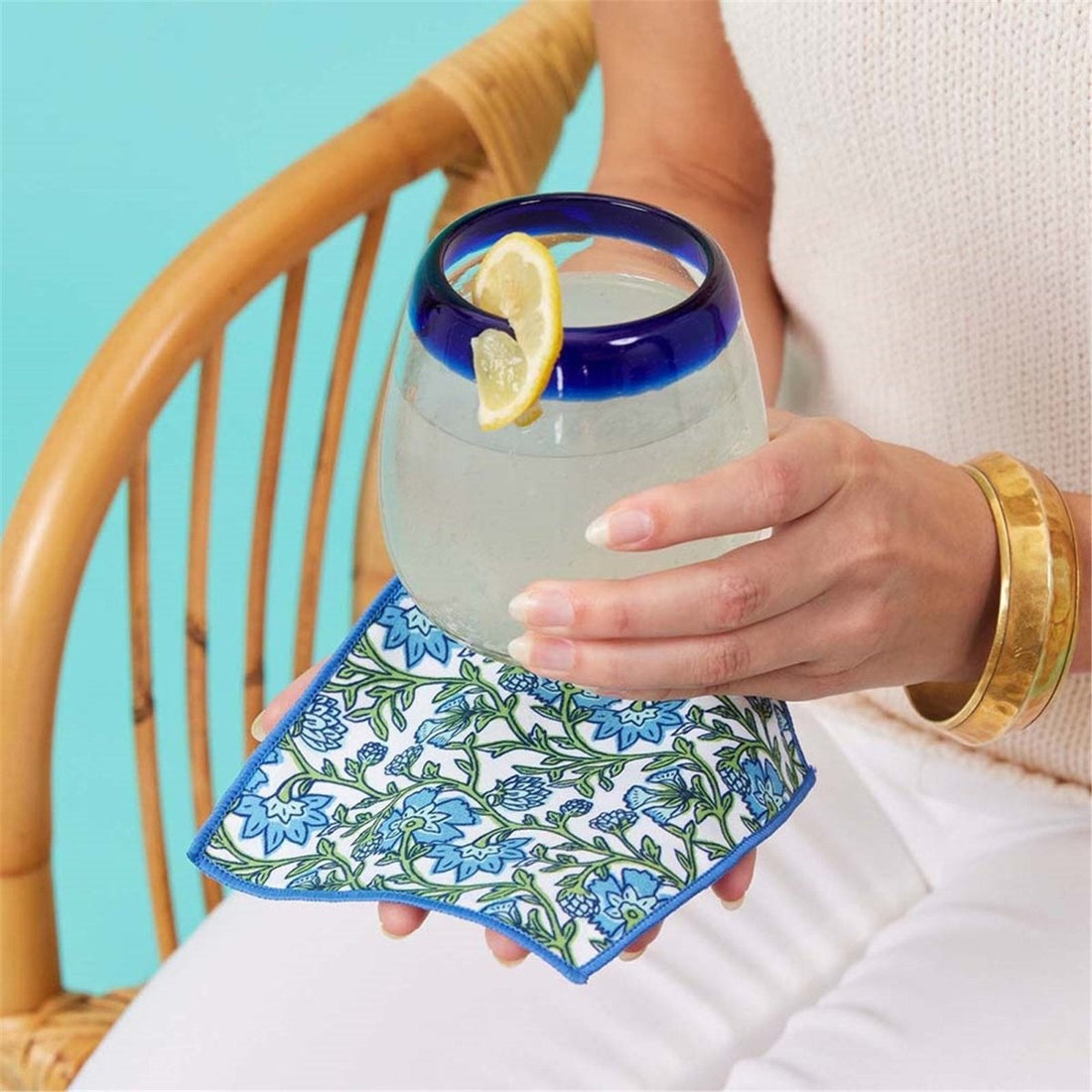 Sloane blu Kitchen Reusable Cocktail Napkins Set of 8 Reusable Cocktail Napkin - rockflowerpaper