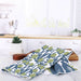 Soft Bloom Blue Green Eco Kitchen Tea Towel