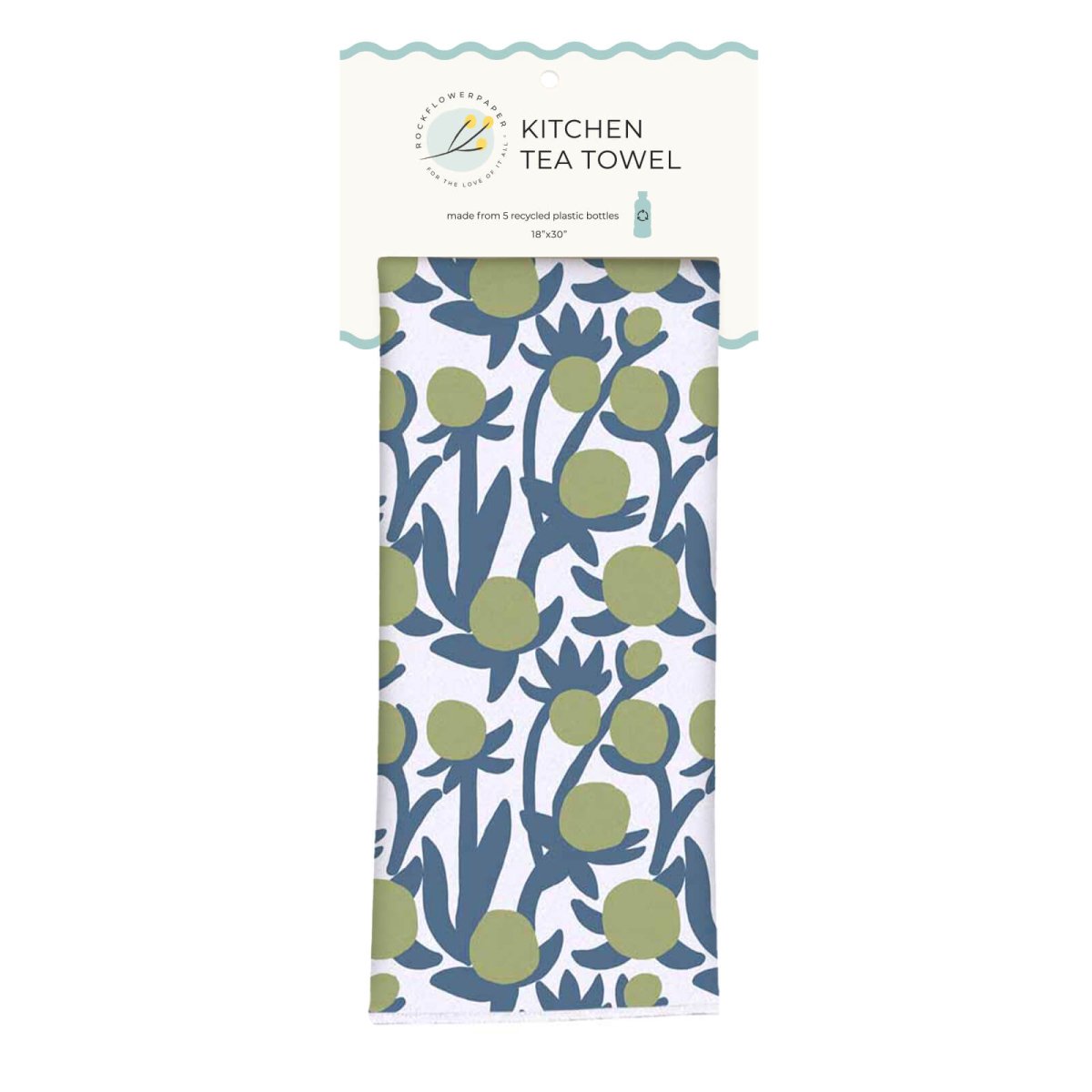 Soft Bloom Blue Green Eco Kitchen Tea Towel Tea Towel - rockflowerpaper