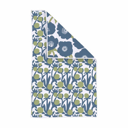Soft Bloom Blue Green Eco Kitchen Tea Towel Tea Towel - rockflowerpaper