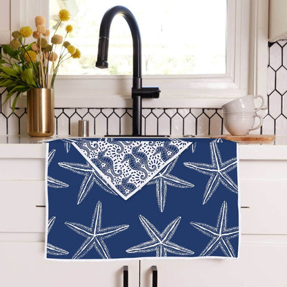 Starfish Navy Eco Kitchen Tea Towel Tea Towel - rockflowerpaper