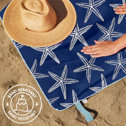 Starfish Navy Reversible Eco Beach Towel Beach Towel - Rockflowerpaper