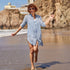 Suri Navy Button Down Beach Tunic Swim Cover Up - rockflowerpaper