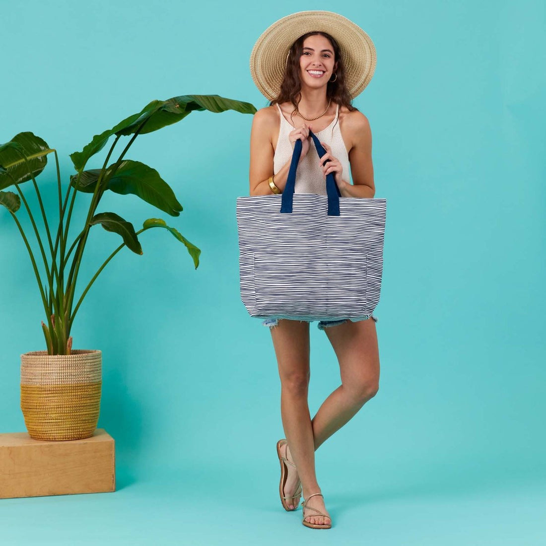 Suri Navy Carryall Tote - rockflowerpaper