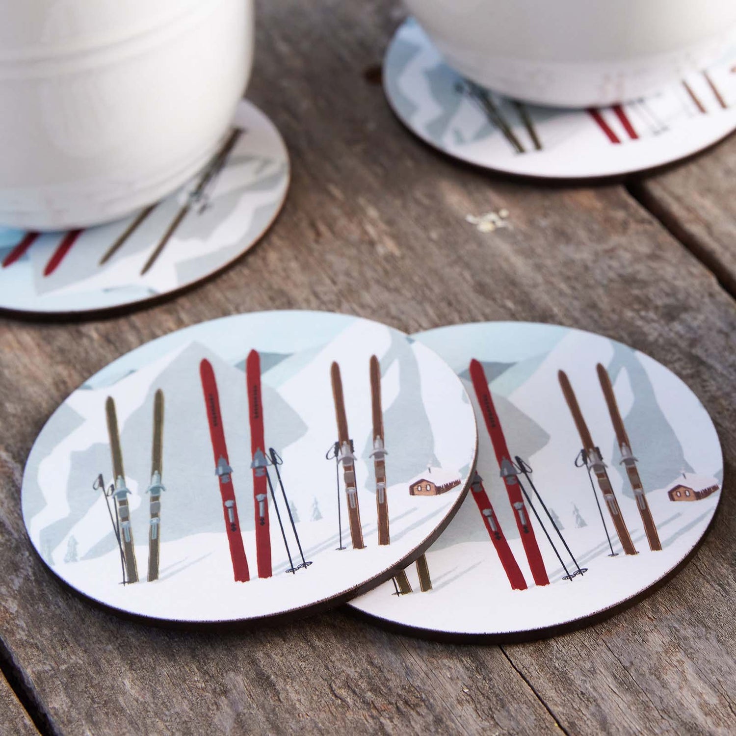 Nordic Ski Tray &amp; Coaster Bundle Tray - rockflowerpaper