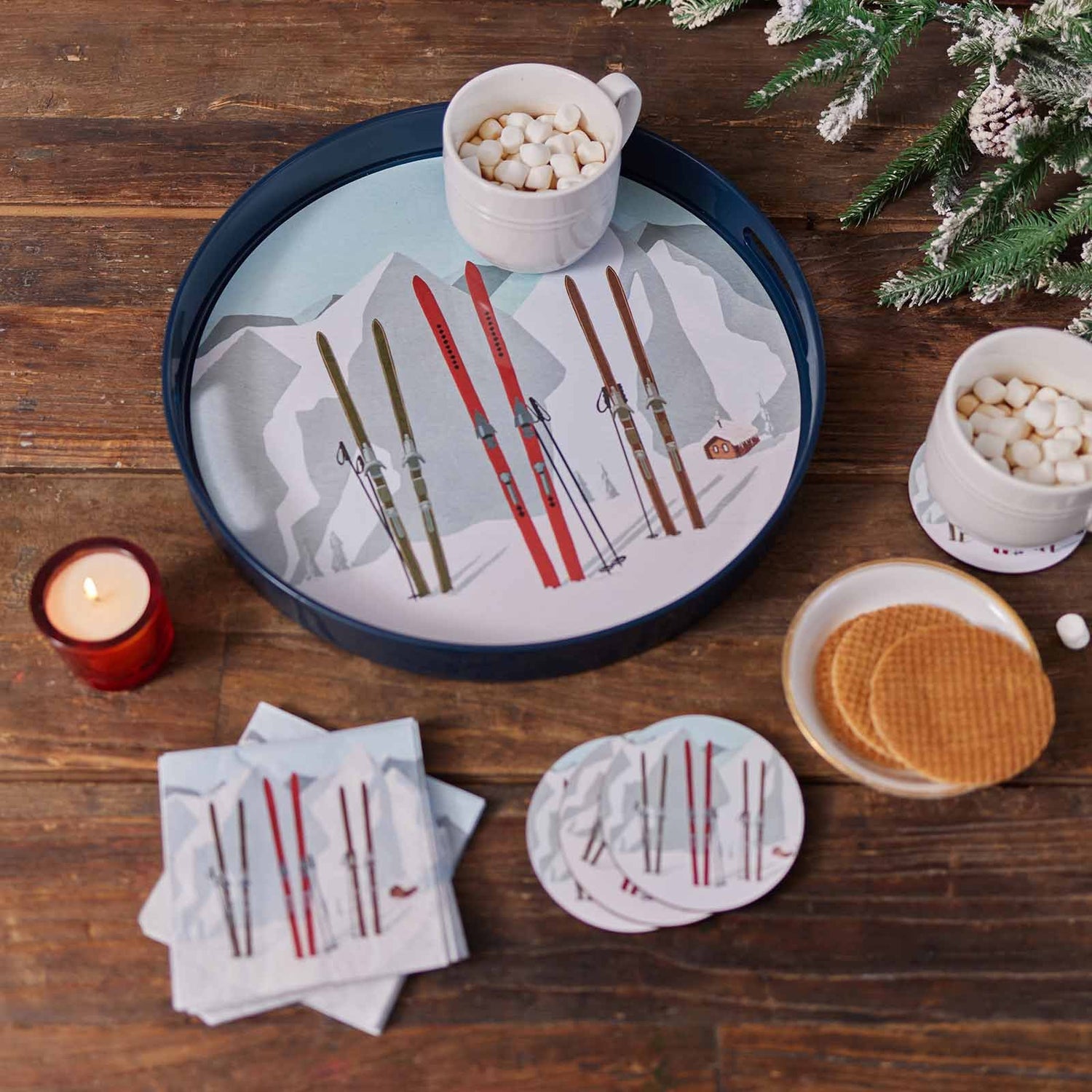 Nordic Ski Tray &amp; Coaster Bundle Tray - rockflowerpaper