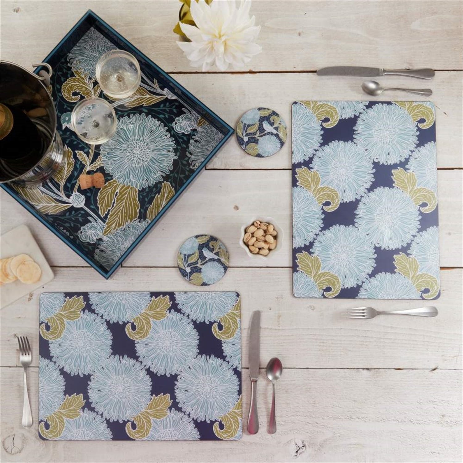 Chrysanthemum Bird Home Bundle Placemat - rockflowerpaper