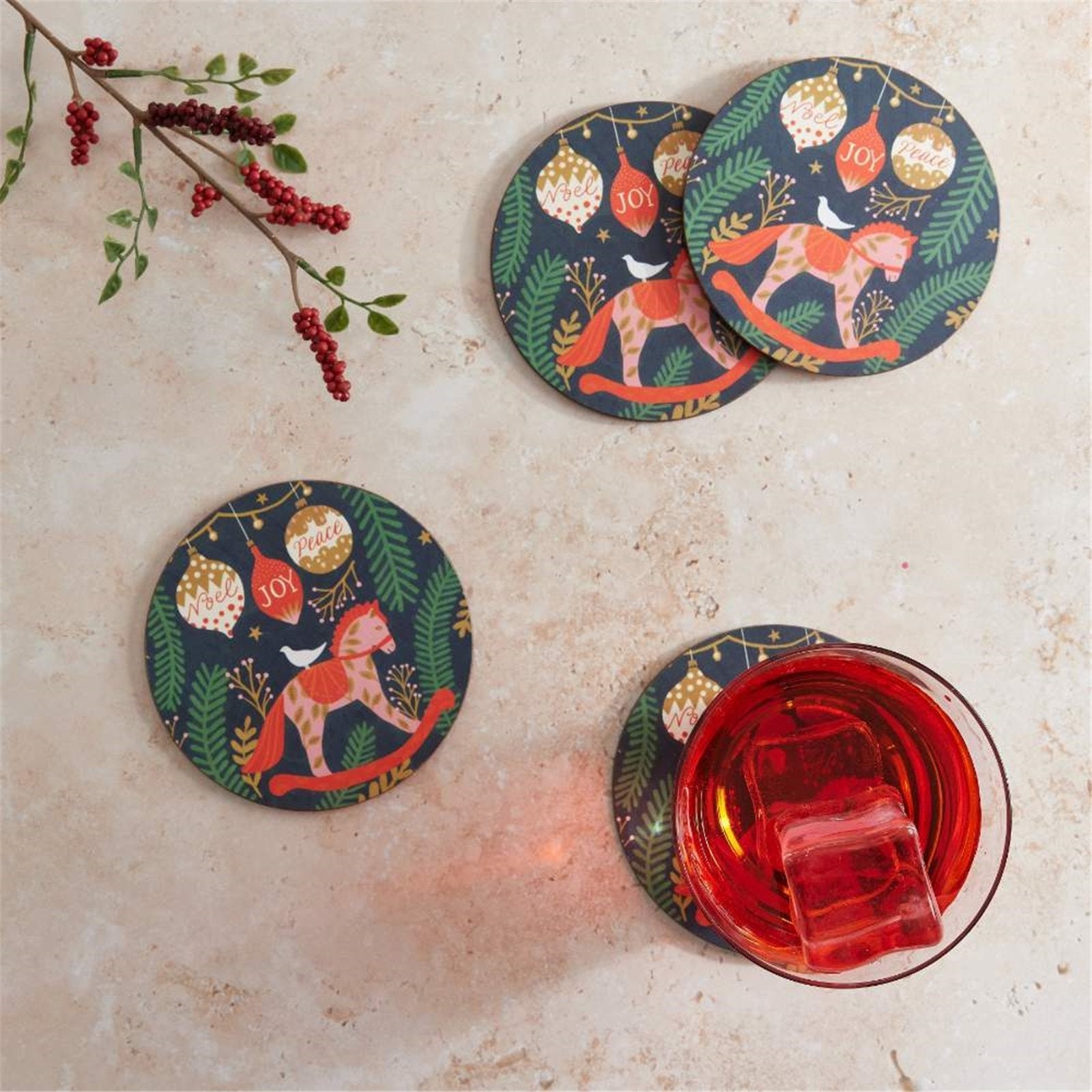 Holiday Horse Tray &amp; Coaster Bundle Coaster - rockflowerpaper