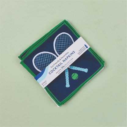 Tennis blu Kitchen Reusable Cocktail Napkins Set of 8 Reusable Cocktail Napkin - rockflowerpaper