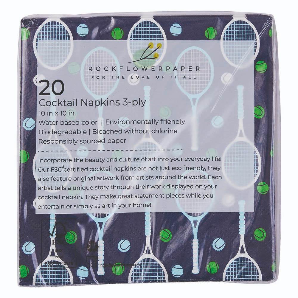 Tennis Paper Cocktail Napkins (Pack of 20) Paper Cocktail Napkin - rockflowerpaper