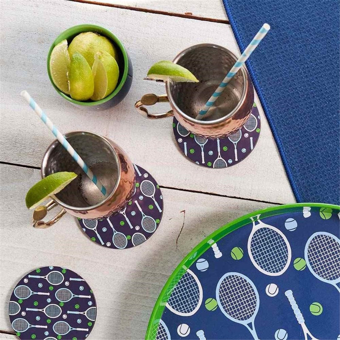 Tennis Round Coaster - Set of 4 Coaster - rockflowerpaper