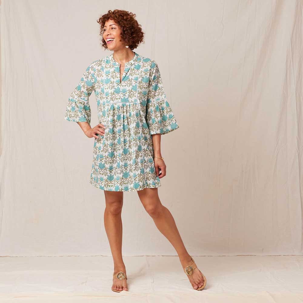 Tilly Blue Green Beach Dress Swim Cover Up - rockflowerpaper