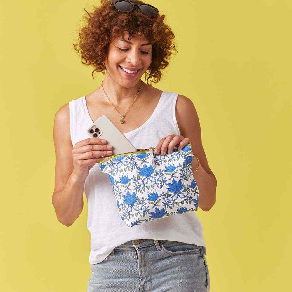 Tilly Blue Green Pouch Large Pouch - rockflowerpaper