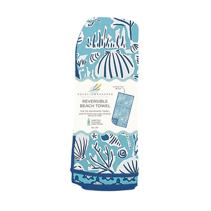 Turtles Aqua Reversible Eco Beach Towel Beach Towel - Rockflowerpaper