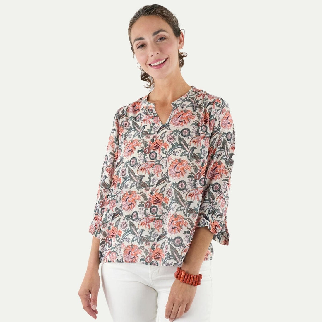Veronica Pink and Green Blouse Tunic - rockflowerpaper