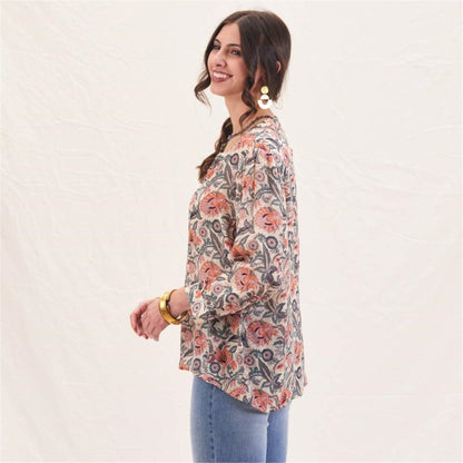 Veronica Pink and Green Blouse Tunic - rockflowerpaper