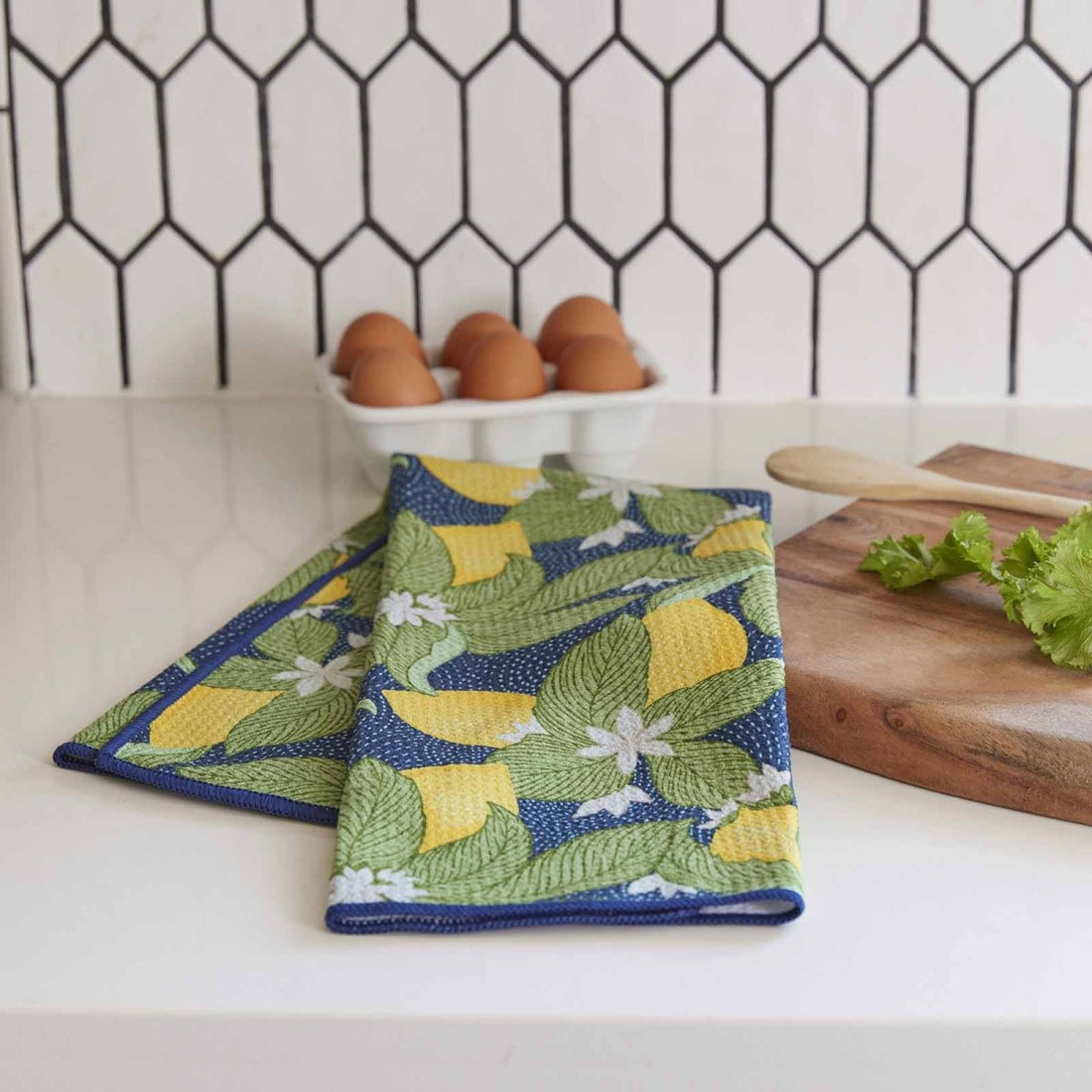 Vintage Lemons blu Kitchen Tea Towel Kitchen Towel - rockflowerpaper