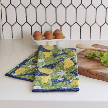 Vintage Lemons blu Kitchen Tea Towel Kitchen Towel - rockflowerpaper