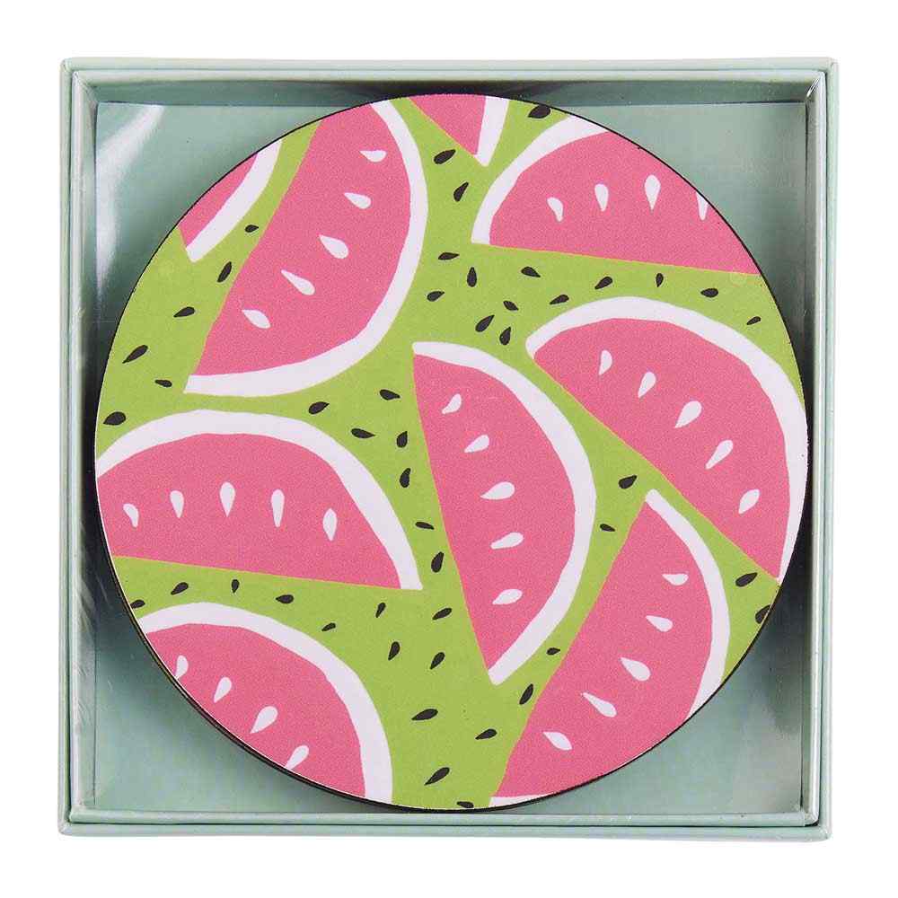 Watermelon Party Round Coaster - Set of 4 Coaster - rockflowerpaper