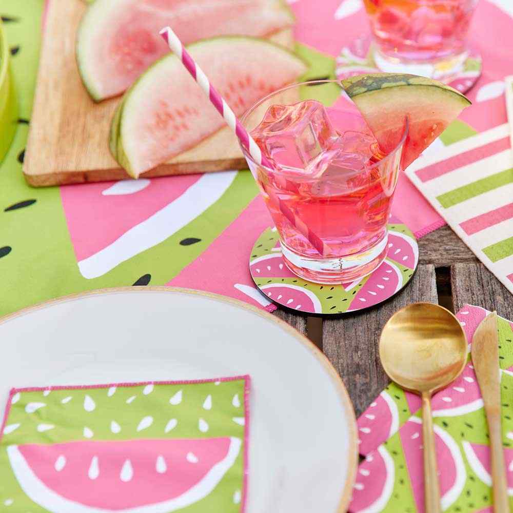 Watermelon Party Round Coaster - Set of 4 Coaster - rockflowerpaper