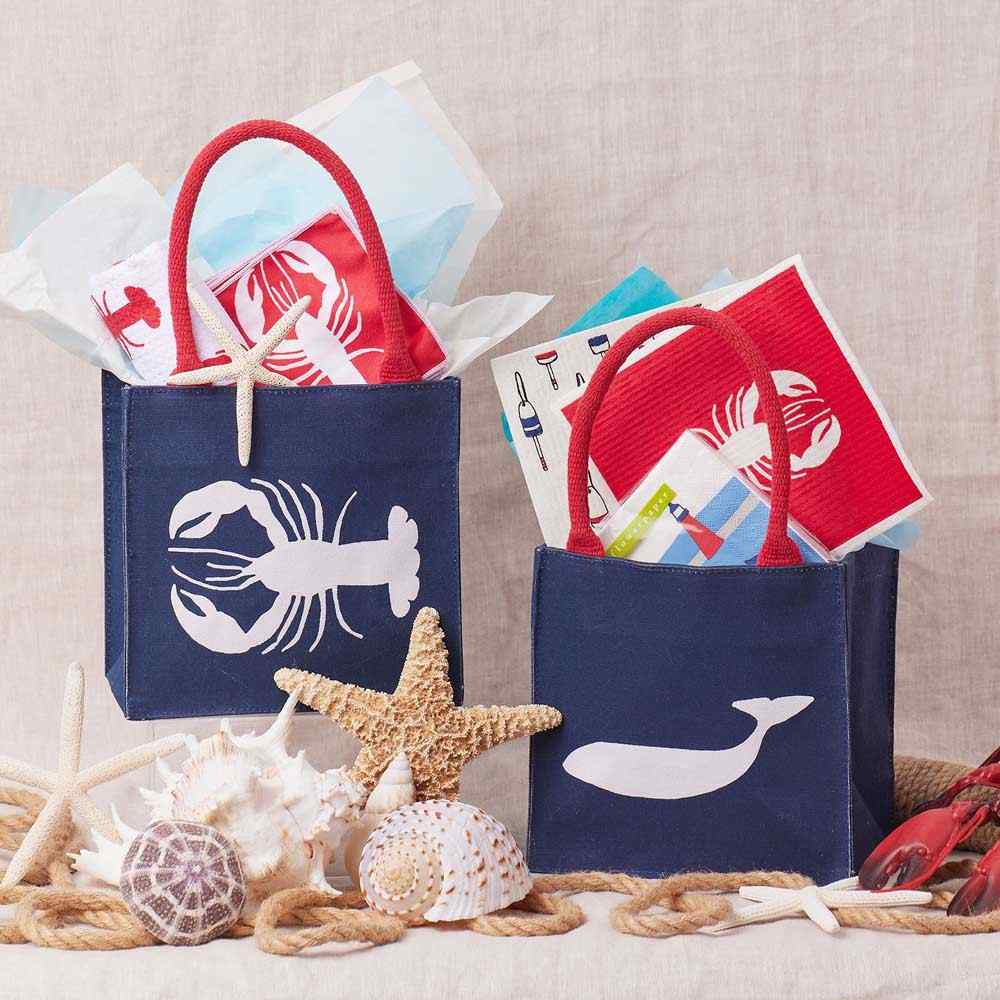 Whale Navy Reusable Itsy Bitsy Gift Bag Gift Bag - rockflowerpaper