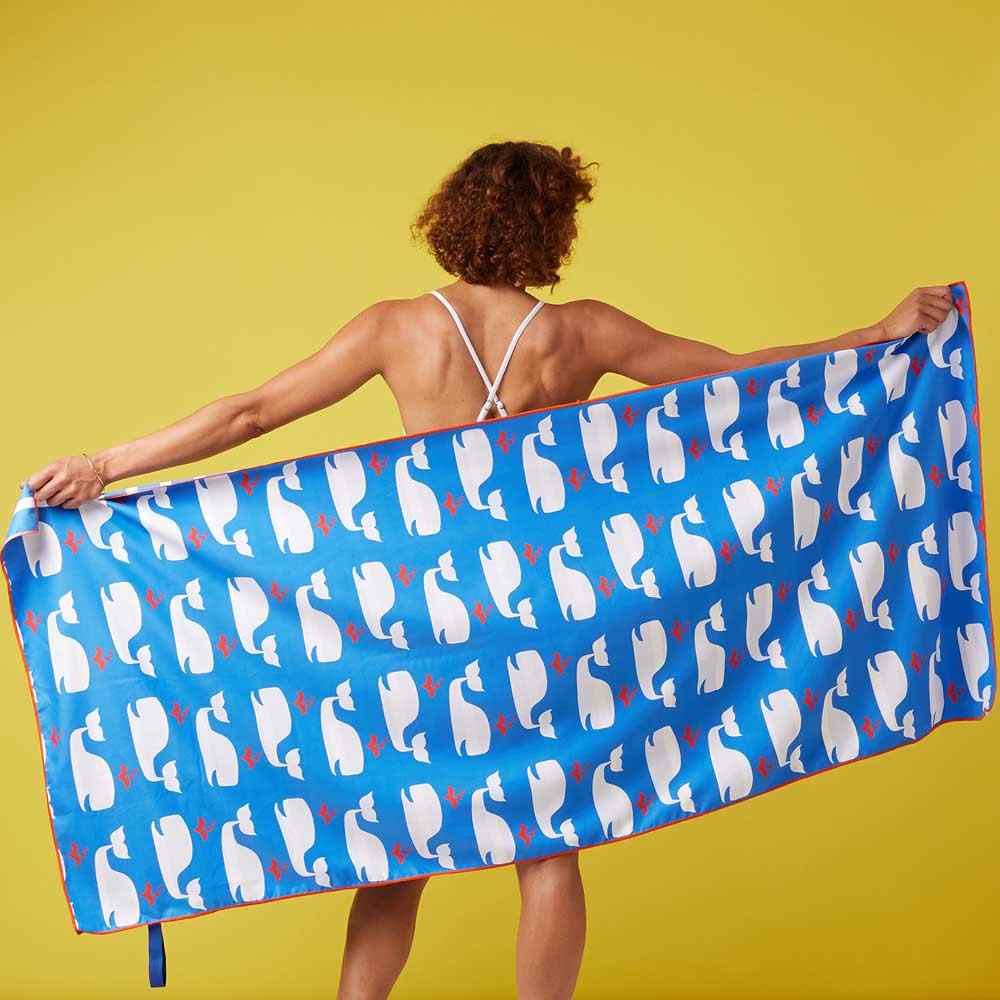 Whales Reversible Eco Beach Towel Beach Towel - rockflowerpaper