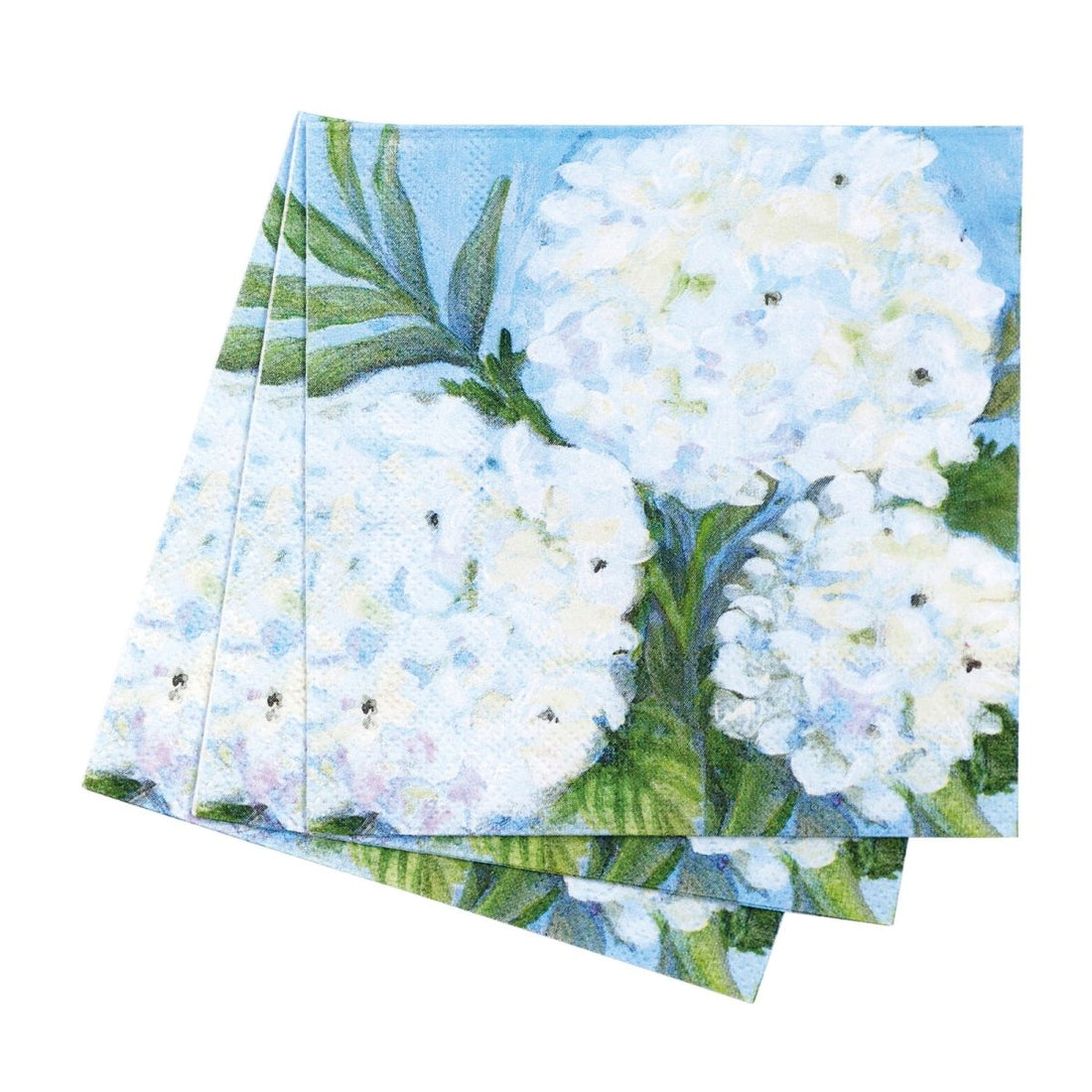 White Hydrangeas Paper Cocktail Napkins (Pack of 25) Paper Cocktail Napkin - rockflowerpaper