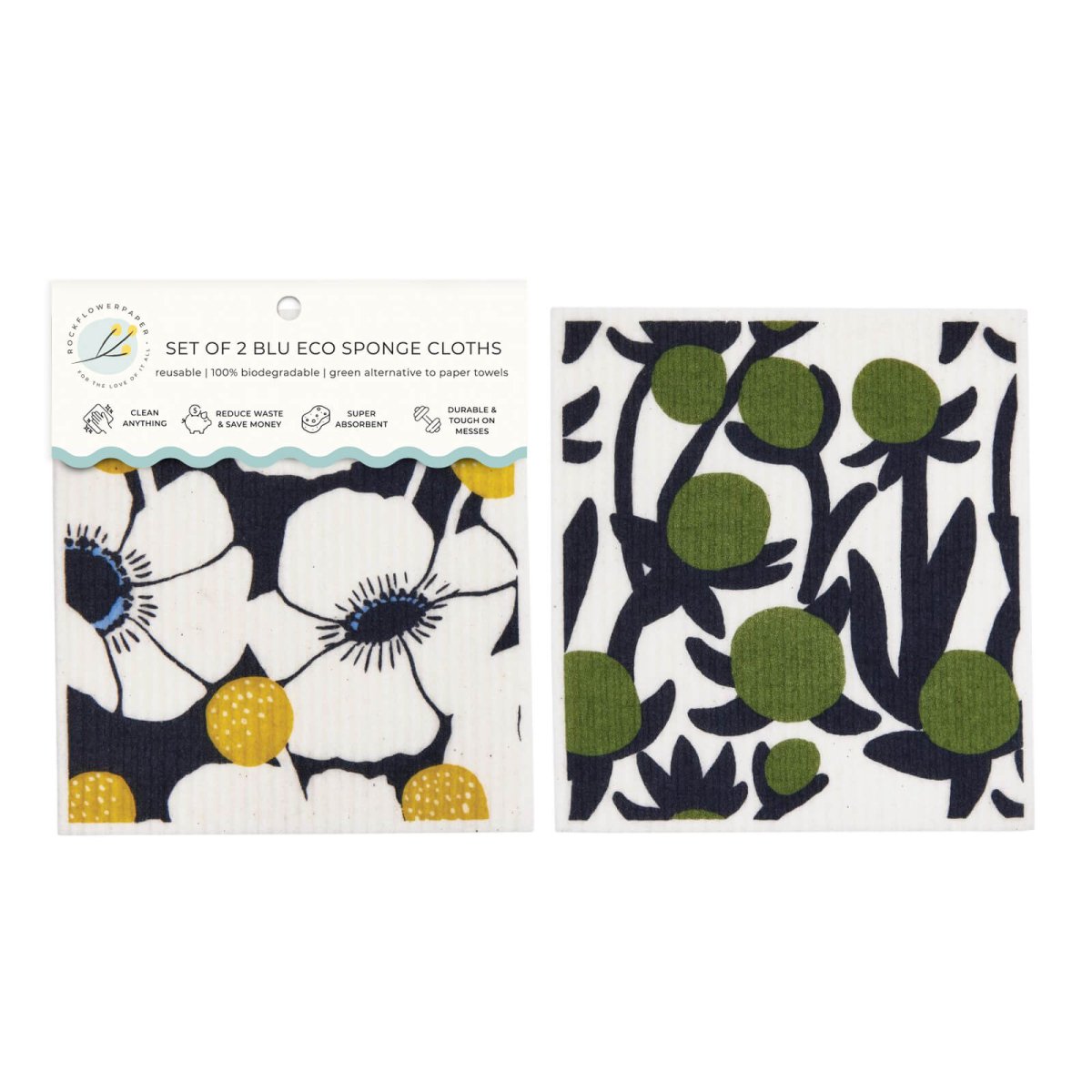 Windflower blu Eco Sponge Cloths (Set of 2) Eco Cloth - rockflowerpaper