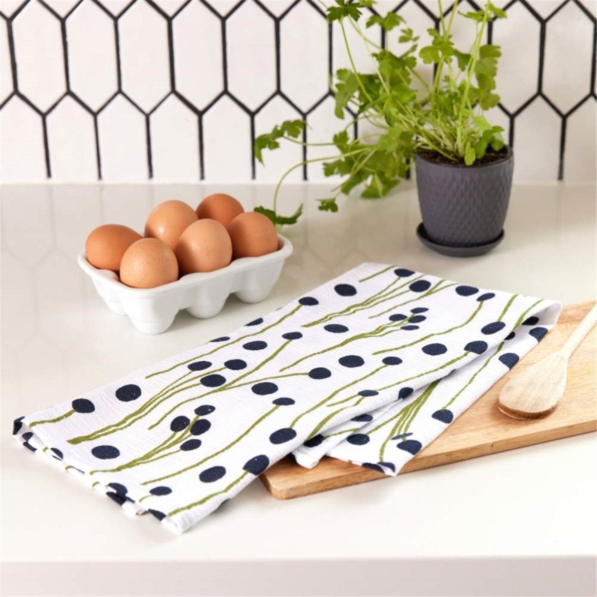 Windflower Cotton Kitchen Towels (Set of 3) Cotton Kitchen Towel - rockflowerpaper