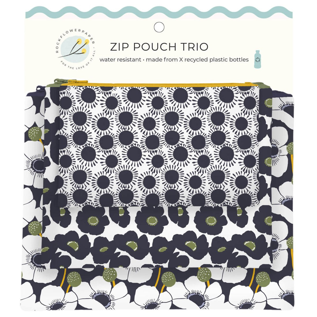 Windflower Flower Zip Pouch Trio(set 3) Zip Pouch Trio - Rockflowerpaper