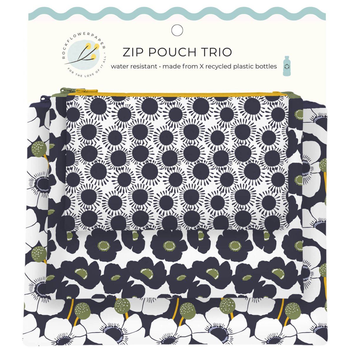 Windflower Flower Zip Pouch Trio(set 3) Zip Pouch Trio - Rockflowerpaper