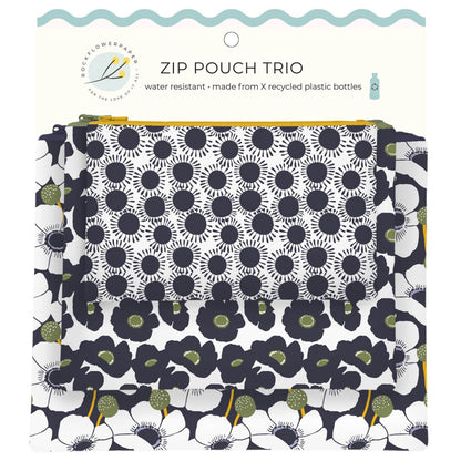 Windflower Flower Zip Pouch Trio(set 3) Zip Pouch Trio - Rockflowerpaper