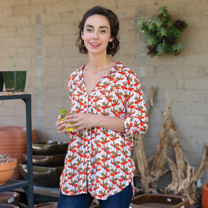 Kamila Tan Ayana Relaxed Collar Button Down Tunic Tunic - rockflowerpaper